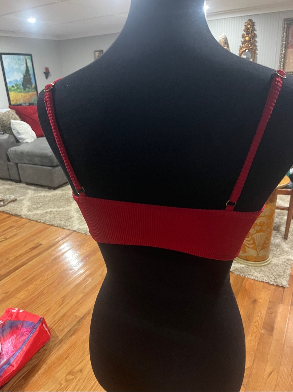 Red Ribbed Bralette with Front Snap - Picture 2 of 2